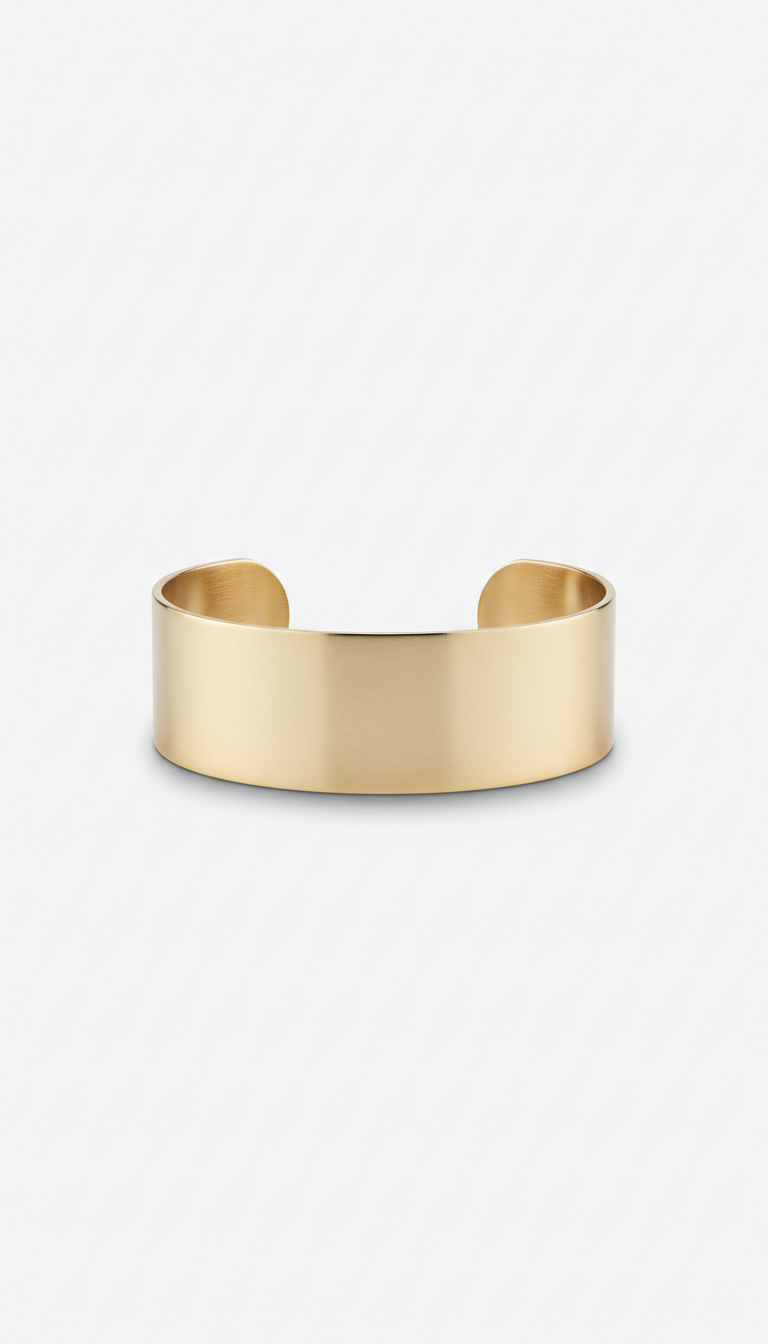 Champagne Gold Cuff Bracelet With Asymmetric Edge